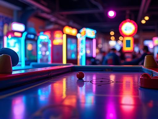 Eine Auswahl an bunten Arcade-Spielen