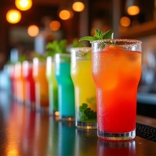Bunte Getränke an der Bar
